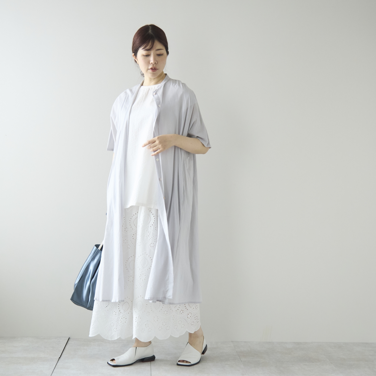 Kilka/スカート見えする綿レースのワイドパンツ